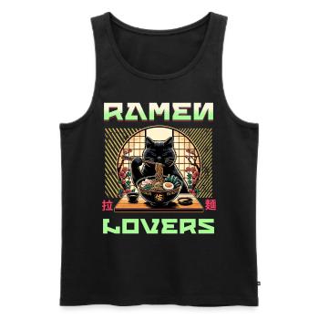 Japanese Ramen Cat Streetwear - Men's Premium Organic Tank Top - black - Front - Michal (187cm)
