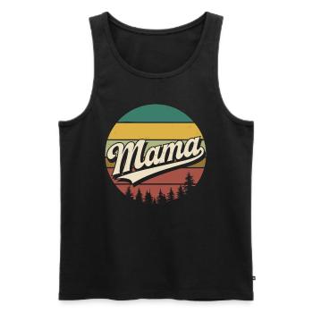 Mama Retro Sunset Logo - Men's Premium Organic Tank Top - black - Front - Michal (187cm)