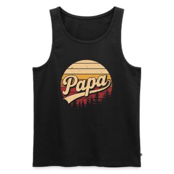 Papa Retro Sunset Logo - Men's Premium Organic Tank Top - black - Front - Michal (187cm)