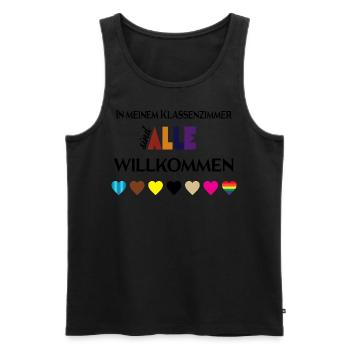 In meiner Klassenzimmer sind alle willkommen ❤️ - Männer Premium Bio Tank Top - Schwarz - Vorne - Michal (187cm)