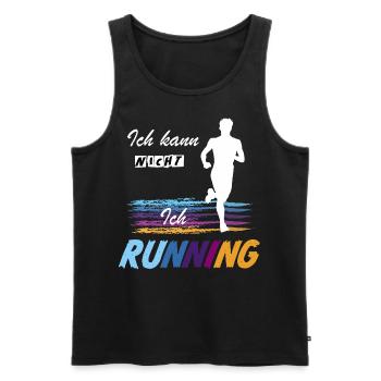 🚫NEIN zu Unwichtigem 🏃JA zu Laufen & Sport - Männer Premium Bio Tank Top - Schwarz - Vorne - Michal (187cm)