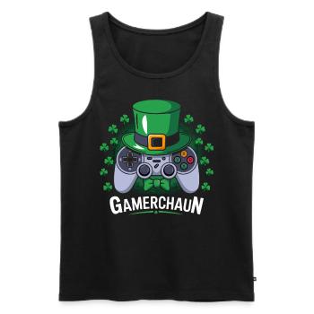 Gamerchaun Shamrock St Patrick's Day Leprechaun - Men's Premium Organic Tank Top - black - Front - Michal (187cm)