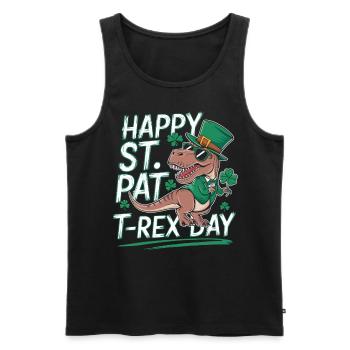 Happy St. Pat T-Rex Day Dinosaur T-Rex Shamrocks - Men's Premium Organic Tank Top - black - Front - AI Model Male 178 light (178cm)