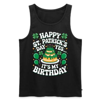 St. Patrick’s Day Birthday Cake Shamrock Men Women - Männer Premium Bio Tank Top - Schwarz - Vorne - Michal (187cm)