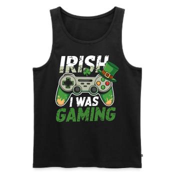 Irish I Was Gaming St Patrick's Day Gamer Men kids - Men's Premium Organic Tank Top - black - Front - Michal (187cm)