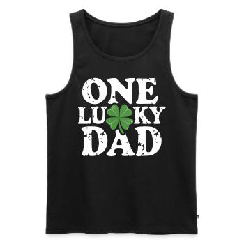 One Lucky Dad St Patrick Day Vintage Clover Daddy - Männer Premium Bio Tank Top - Schwarz - Vorne - AI Model Male 178 light (178cm)