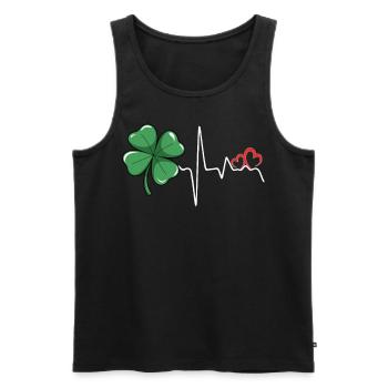Shamrock Heartbeat Saint-Patrick Amour Femmes - Débardeur bio Premium Homme - noir - Devant - Michal (187cm)