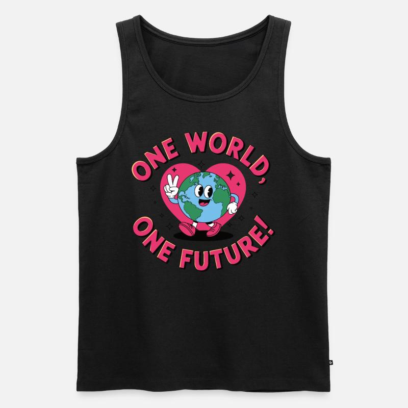 One World, One Future - Männer Premium Bio Tank Top - Schwarz