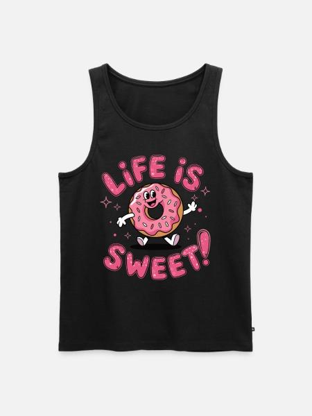 Life Is Sweet – Donut Design - Men's Premium Organic Tank Top - black