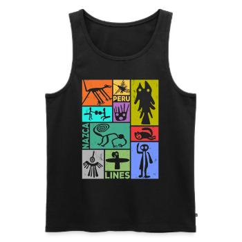 Nazca Lines | Ancient Astronaut Peru Geoglyphs - Men's Premium Organic Tank Top - black - Front - AI Model Male 178 light (178cm)