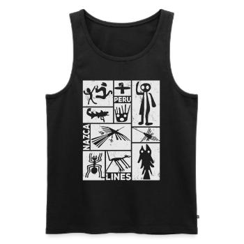 Nazca Lines | Ancient Astronaut Peru Geoglyphs - Men's Premium Organic Tank Top - black - Front - AI Model Male 178 light (178cm)