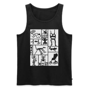 Nazca Lines | Ancient Astronaut Peru Geoglyphs - Men's Premium Organic Tank Top - black - Front - AI Model Male 178 light (178cm)