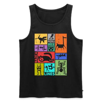 Nazca Lines | Ancient Astronaut Peru Geoglyphs - Men's Premium Organic Tank Top - black - Front - AI Model Male 178 light (178cm)