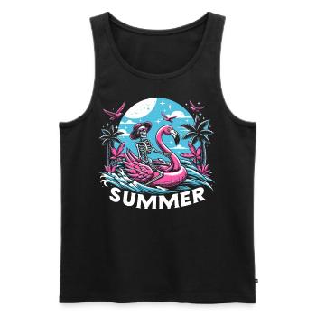 Lustiges Skelett Sommer T-Shirt mit Flamingo - Männer Premium Bio Tank Top - Schwarz - Vorne - Michal (187cm)