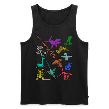 Nazca Lines | Ancient Astronaut Peru Geoglyphs - Men's Premium Organic Tank Top - black - Front - AI Model Male 178 light (178cm)