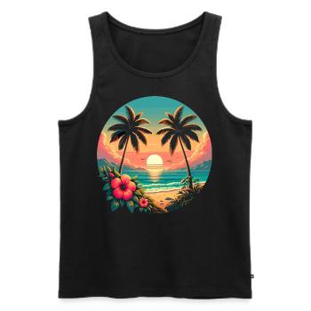 TropicalTropisches Palmen Sunset Tee Vintage Retro - Männer Premium Bio Tank Top - Schwarz - Vorne - Michal (187cm)