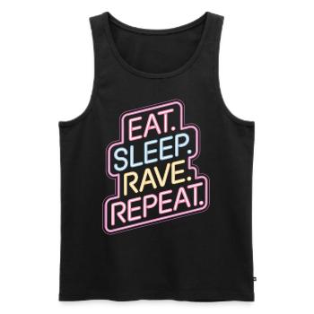 Eat Sleep Rave Repeat - Neon Sign Design - Männer Premium Bio Tank Top - Schwarz - Vorne - AI Model Male 178 light (178cm)