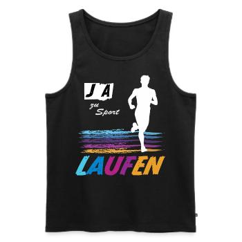 JA zu Laufen & Sport 🏃 Laufsport, Running, Joggen - Männer Premium Bio Tank Top - Schwarz - Vorne - Michal (187cm)