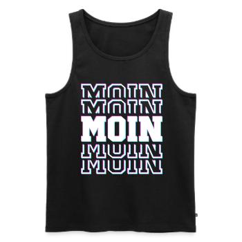 MOIN MOIN – Norddeutscher Gruß im Glitch-Style - Männer Premium Bio Tank Top - Schwarz - Vorne - AI Model Male 178 light (178cm)