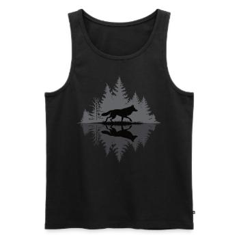 Wolf in the dark forest - Men's Premium Organic Tank Top - black - Front - AI Model Male 178 light (178cm)