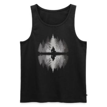 Pêcheur dans la forêt sombre - Débardeur bio Premium Homme - noir - Devant - Michal (187cm)