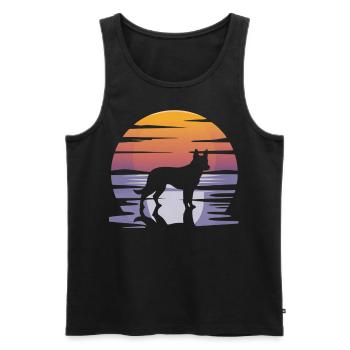 Rétro australien bovin chien bleu talon cadeaux - Débardeur bio Premium Homme - noir - Devant - Michal (187cm)