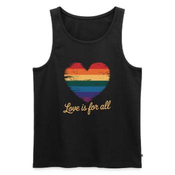 Love is for all - Männer Premium Bio Tank Top - Schwarz - Vorne - Michal (187cm)