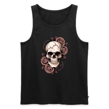 Skull and Roses - Men's Premium Organic Tank Top - black - Front - AI Model Male 178 light (178cm)