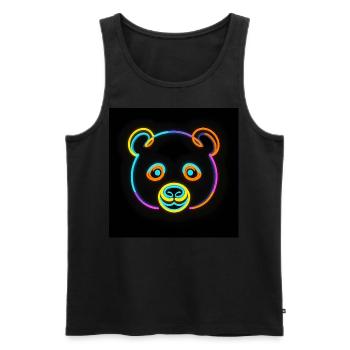 Panda Toby gives the world a happy smile - Men's Premium Organic Tank Top - black - Front - AI Model Male 178 light (178cm)