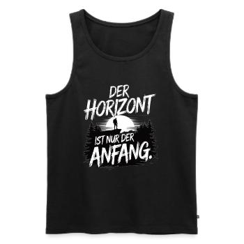 Der Horizont ist nur der Anfang - Männer Premium Bio Tank Top - Schwarz - Vorne - Michal (187cm)