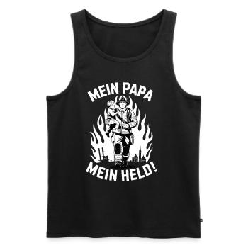 Papa, mein Held – Feuerwehrmann - Männer Premium Bio Tank Top - Schwarz - Vorne - Michal (187cm)
