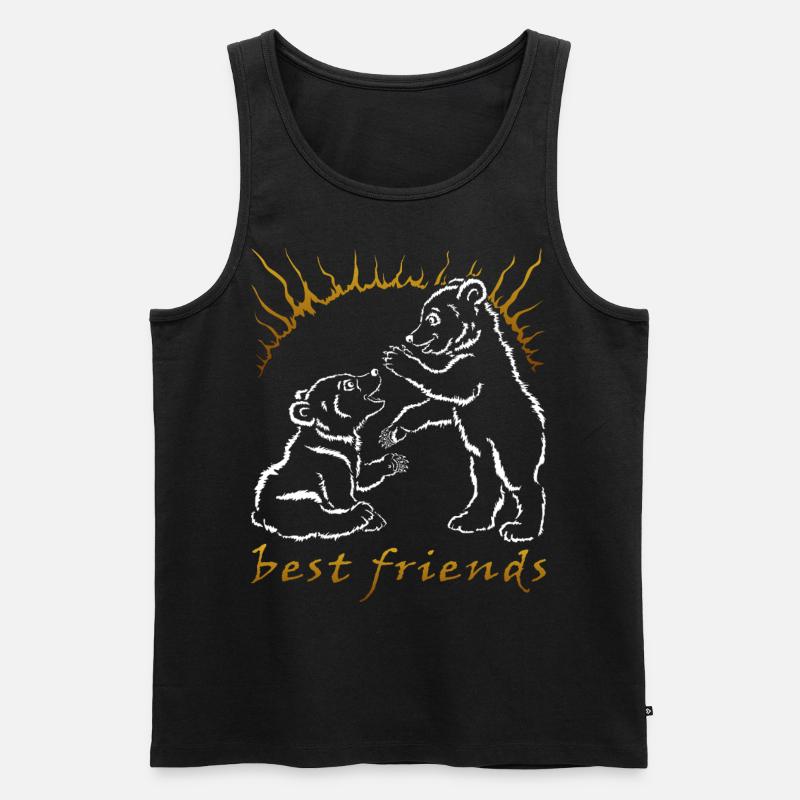 Zwei Bären - beste Freunde - Männer Premium Bio Tank Top - Schwarz