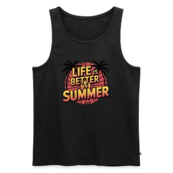 Life is better in Summer - Men's Premium Organic Tank Top - black - Front - Michal (187cm)