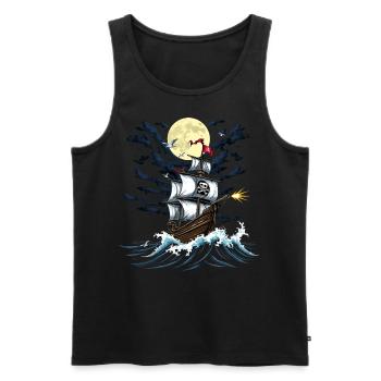 T-shirt pirate – Bateau boucanier au clair de lune - Débardeur bio Premium Homme - noir - Devant - AI Model Male 178 light (178cm)