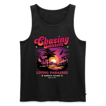 Sunset Paradise Statement Retro - Men's Premium Organic Tank Top - black - Front - AI Model Male 178 light (178cm)