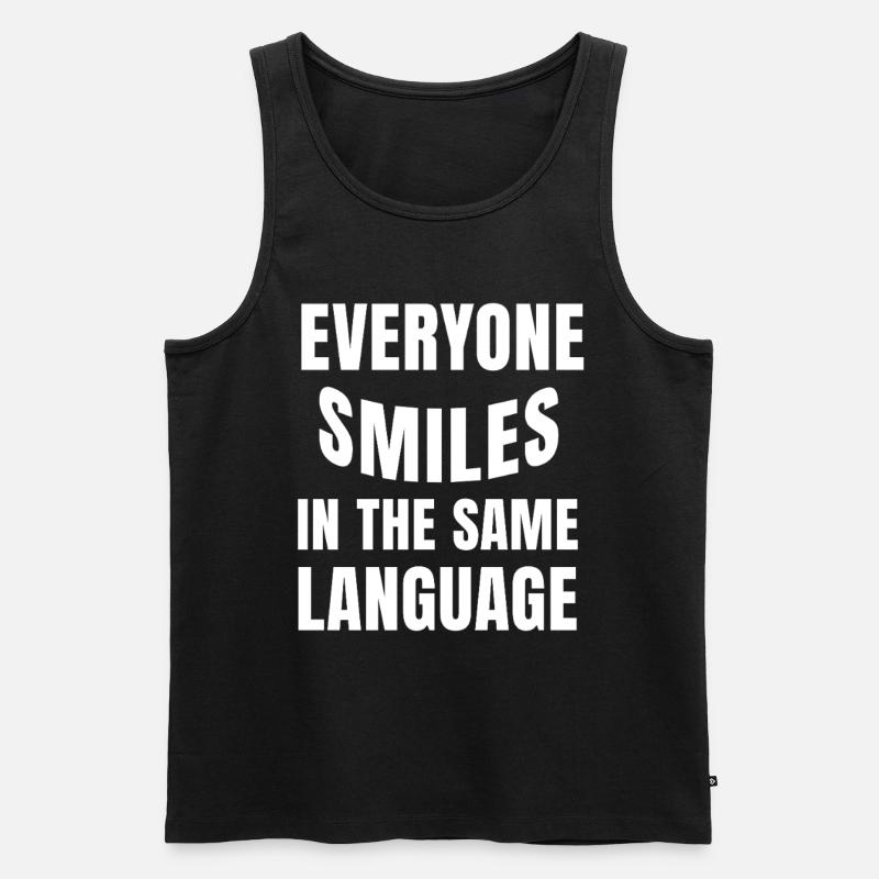 Smiling connects statement humanity - Men's Premium Organic Tank Top - black