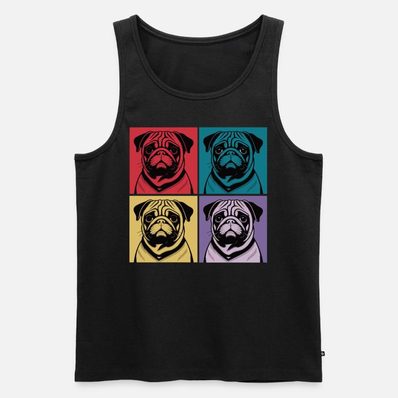 Mops Popart - Männer Premium Bio Tank Top - Schwarz