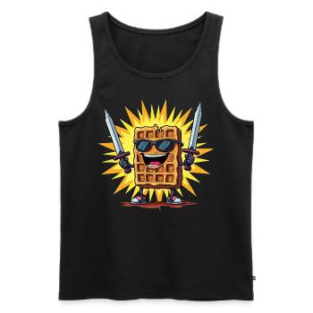 Waffel mit Schwertern - Männer Premium Bio Tank Top - Schwarz - Vorne - Michal (187cm)