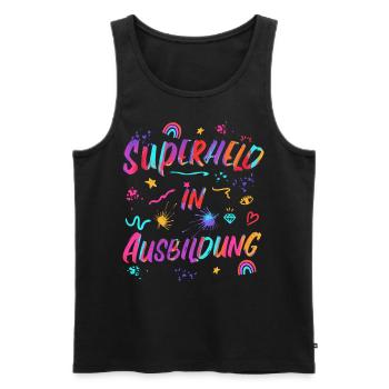 Superheld in Ausbildung - Azubi Glück Kraft Mut - Männer Premium Bio Tank Top - Schwarz - Vorne - Michal (187cm)