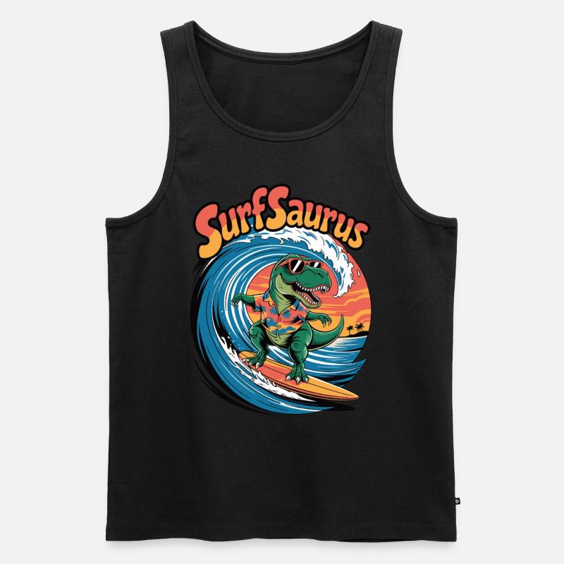 Surfsaurus - Männer Premium Bio Tank Top - Schwarz