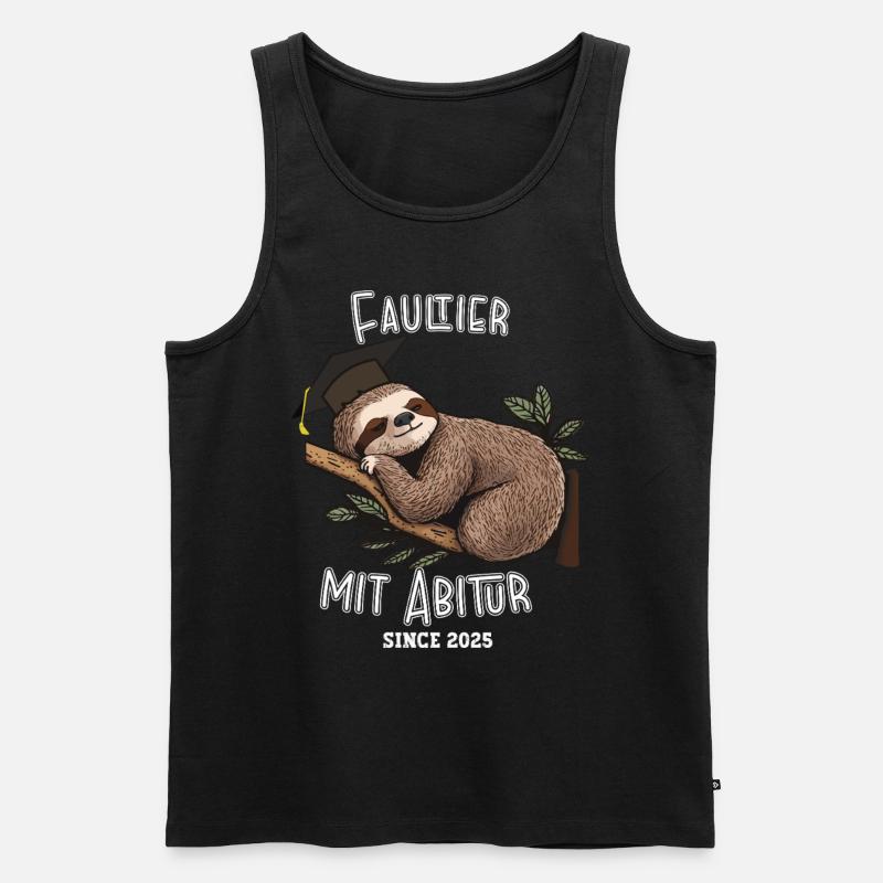 Faultier mit Abitur 2025 - Männer Premium Bio Tank Top - Schwarz