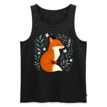Fuchs mit Blumen - Männer Premium Bio Tank Top - Schwarz - Vorne - AI Model Male 178 light (178cm)