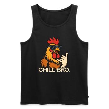 CHILL BRO. - Colles Huhn mit Sonnenbrille - Männer Premium Bio Tank Top - Schwarz - Vorne - AI Model Male 178 light (178cm)