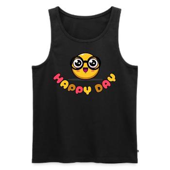 Happy Day - Happy Glasses Grin - Men's Premium Organic Tank Top - black - Front - AI Model Male 178 light (178cm)