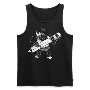 Royal Rhino – Creative King with Pen - Men's Premium Organic Tank Top - black - Front - AI Model Male 178 light (178cm)