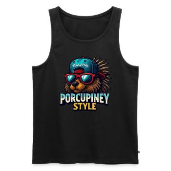 STYLE PORC-ÉPIC - Débardeur bio Premium Homme - noir - Devant - Michal (187cm)