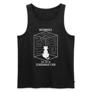 Le chat dans la boîte de Schrödinger – Quantum Fun - Débardeur bio Premium Homme - noir - Devant - Michal (187cm)