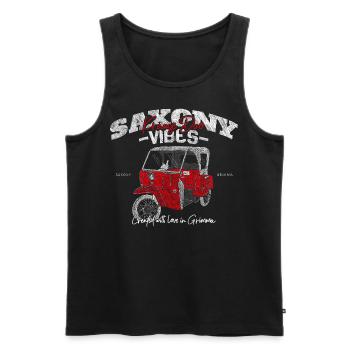 Saxony Vibes - Grimma Vibes - Krause Duo Kult - Männer Premium Bio Tank Top - Schwarz - Vorne - AI Model Male 178 light (178cm)