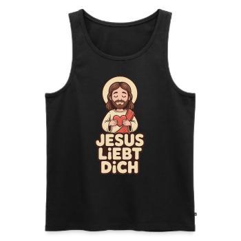Jesus liebt dich - Männer Premium Bio Tank Top - Schwarz - Vorne - Michal (187cm)