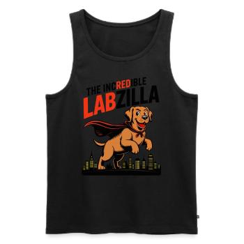 Labzilla – Labrador roux en mode monstre - Débardeur bio Premium Homme - noir - Devant - AI Model Male 178 light (178cm)